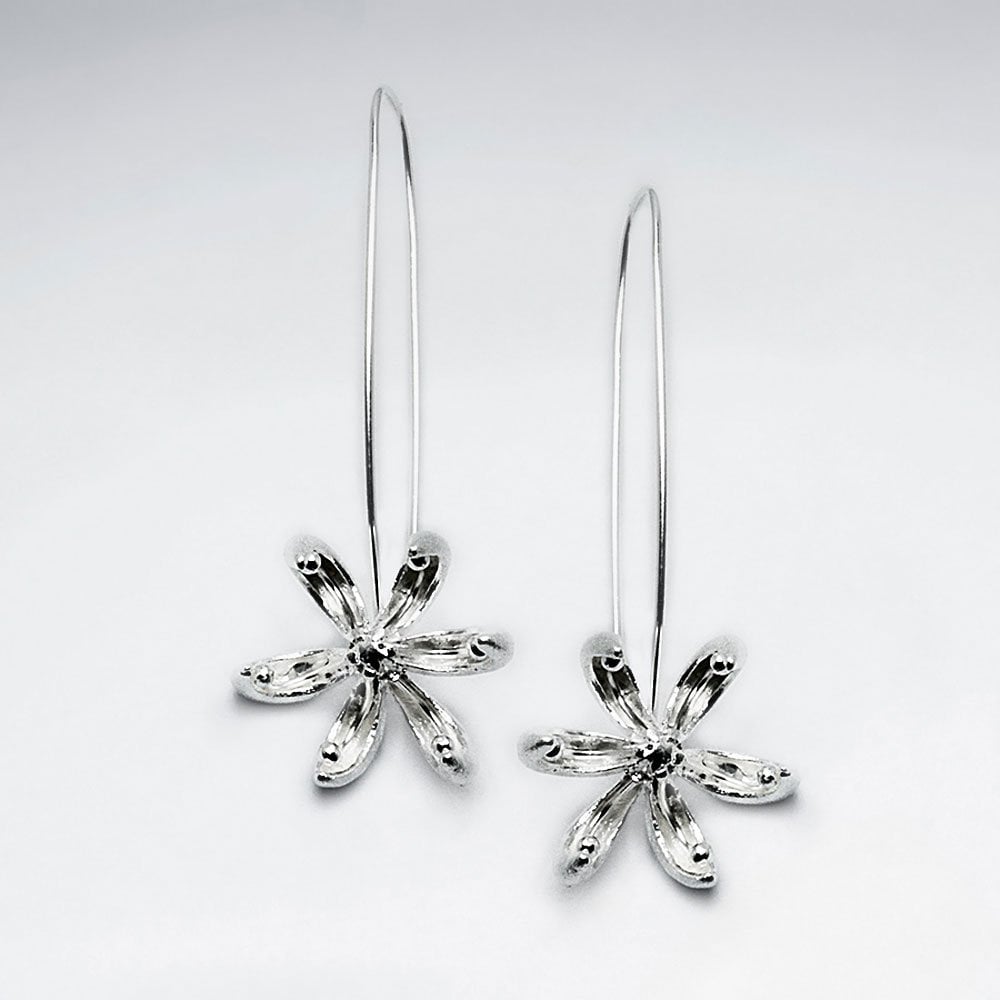 Sterling Silver Pretty Florals Drop Earrings