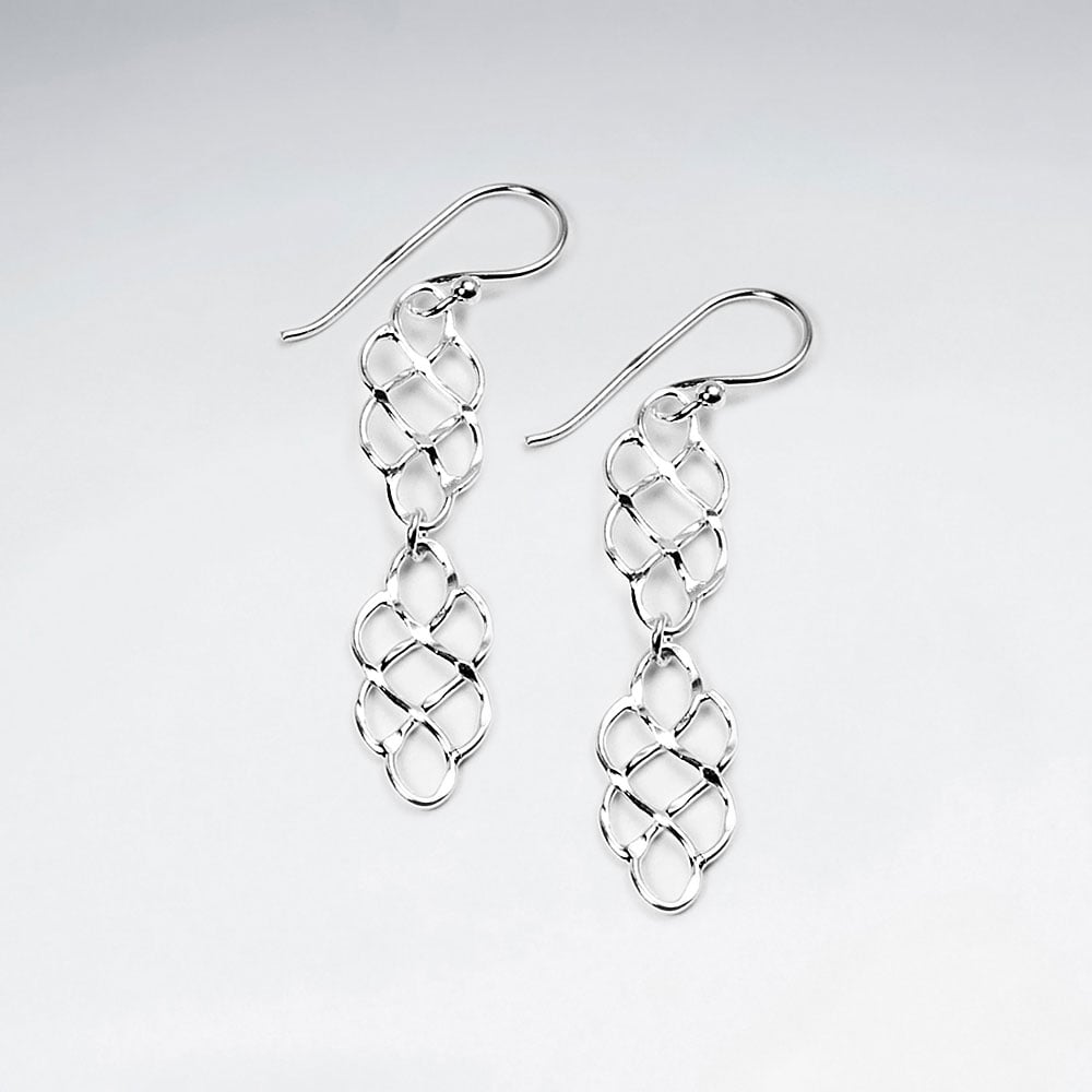 Sterling Silver Double Tiered Openwork Hook Earrings