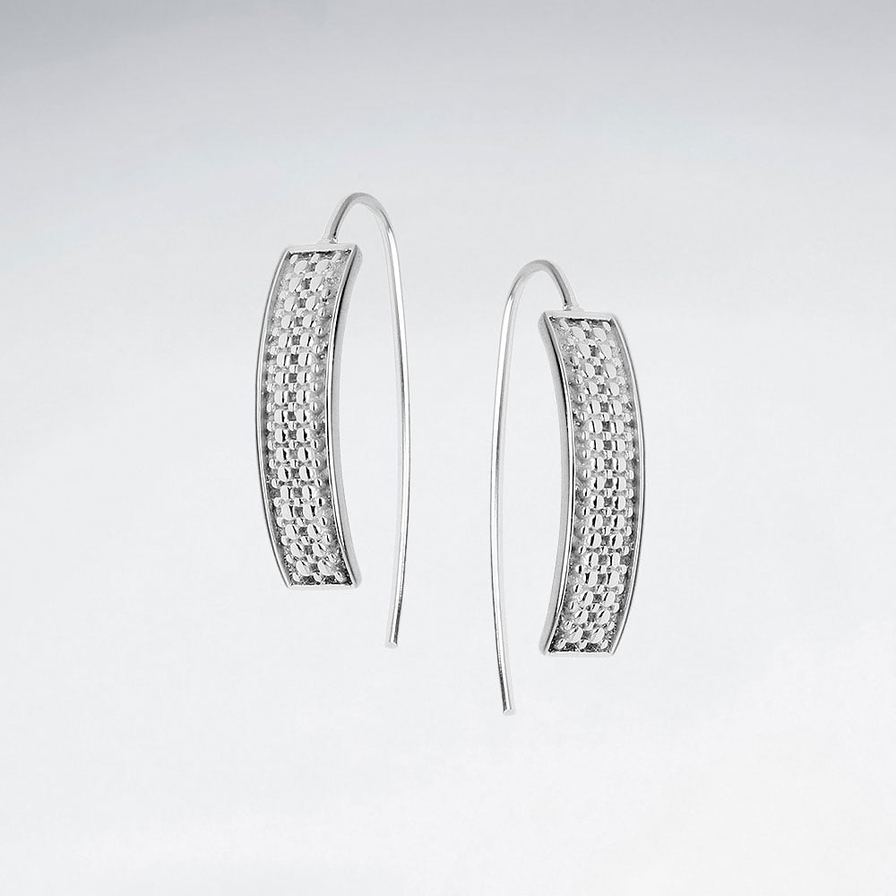 Sterling Silver Curved Rectangle Fashion Earrings