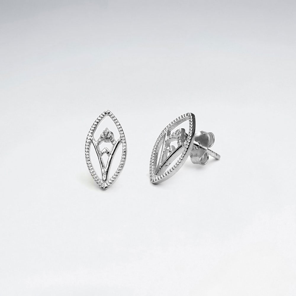Sterling Silver Openwork Oval Detail Earrings