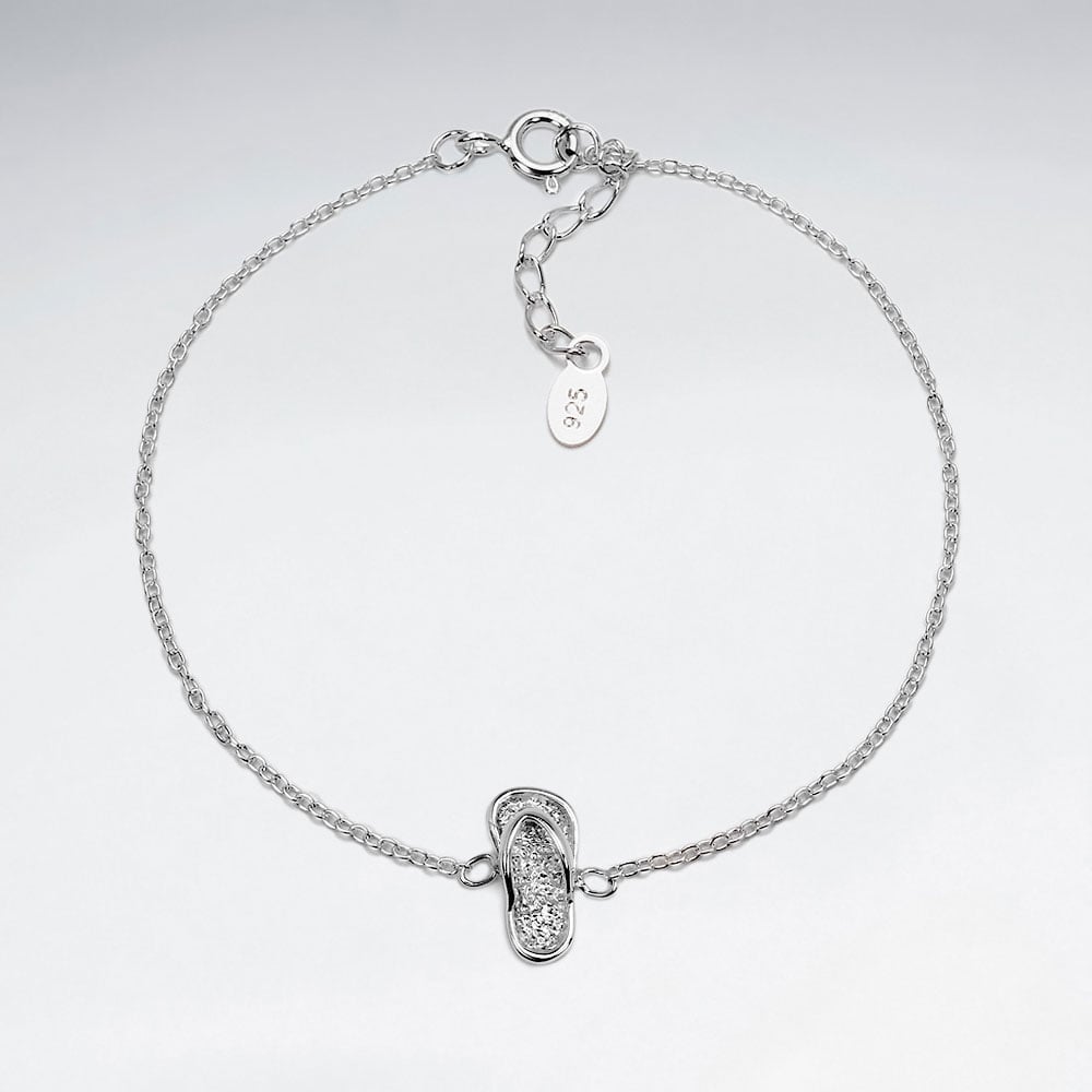 925 Silver Beach Flip Flop Sandle  Bracelet