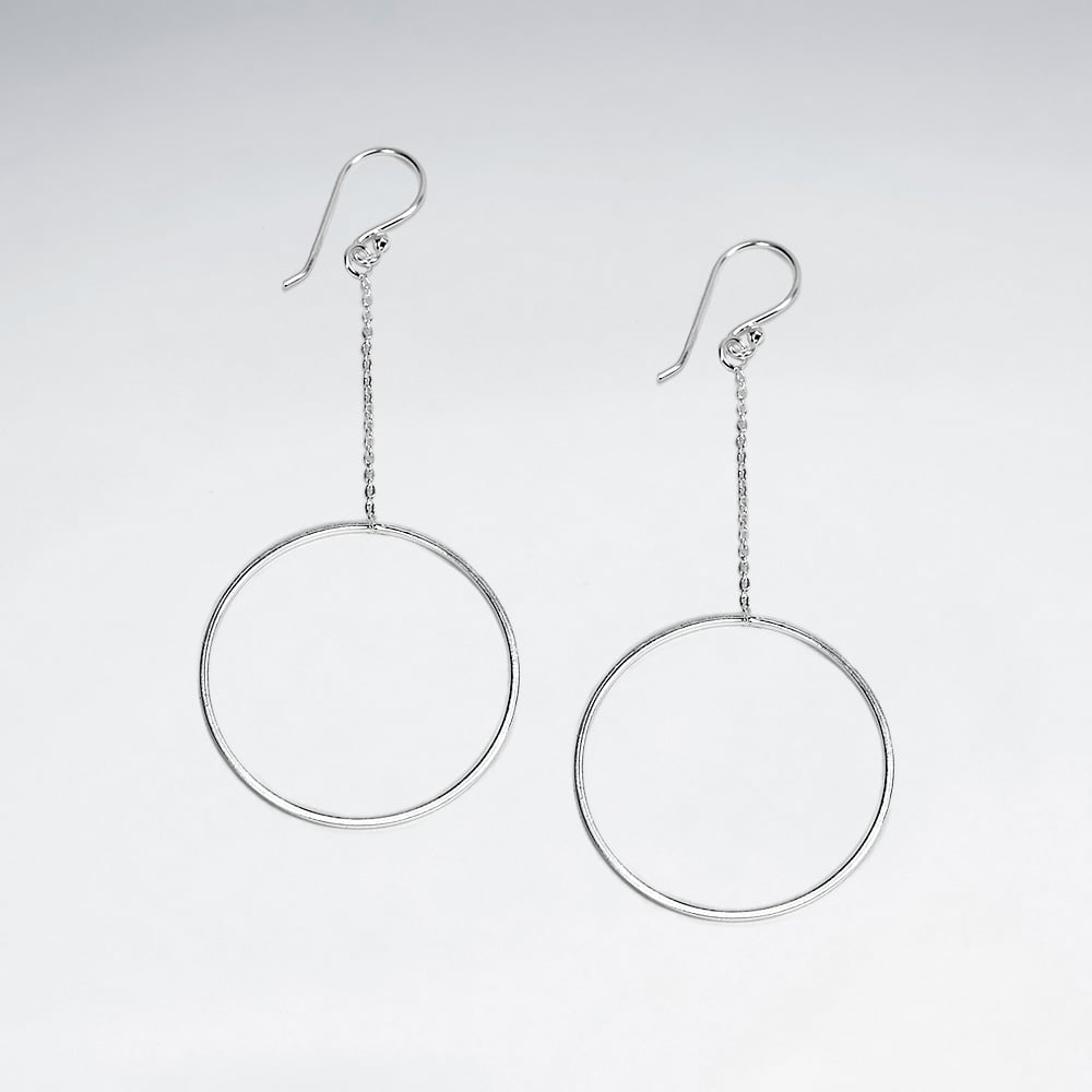 925 Silver Hoop Drop Dangle Earrings