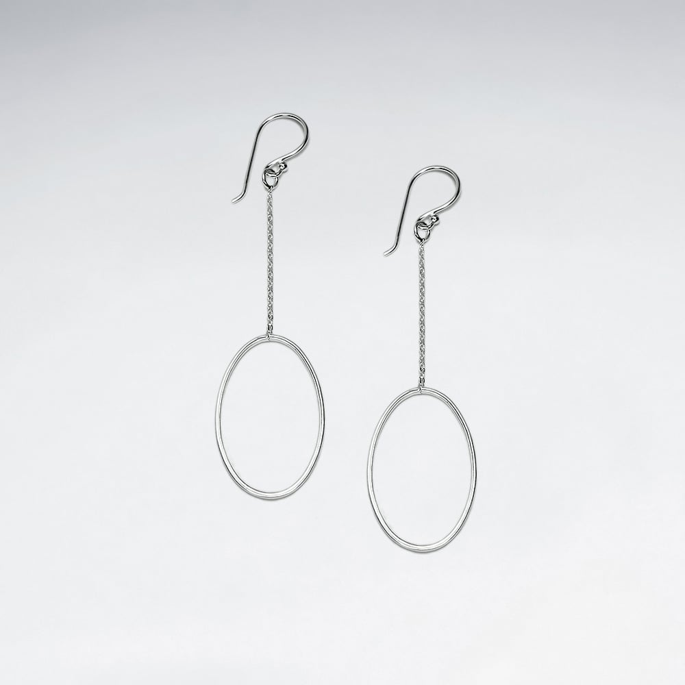 Sterling Silver Openwork Oval Dangle Earrings