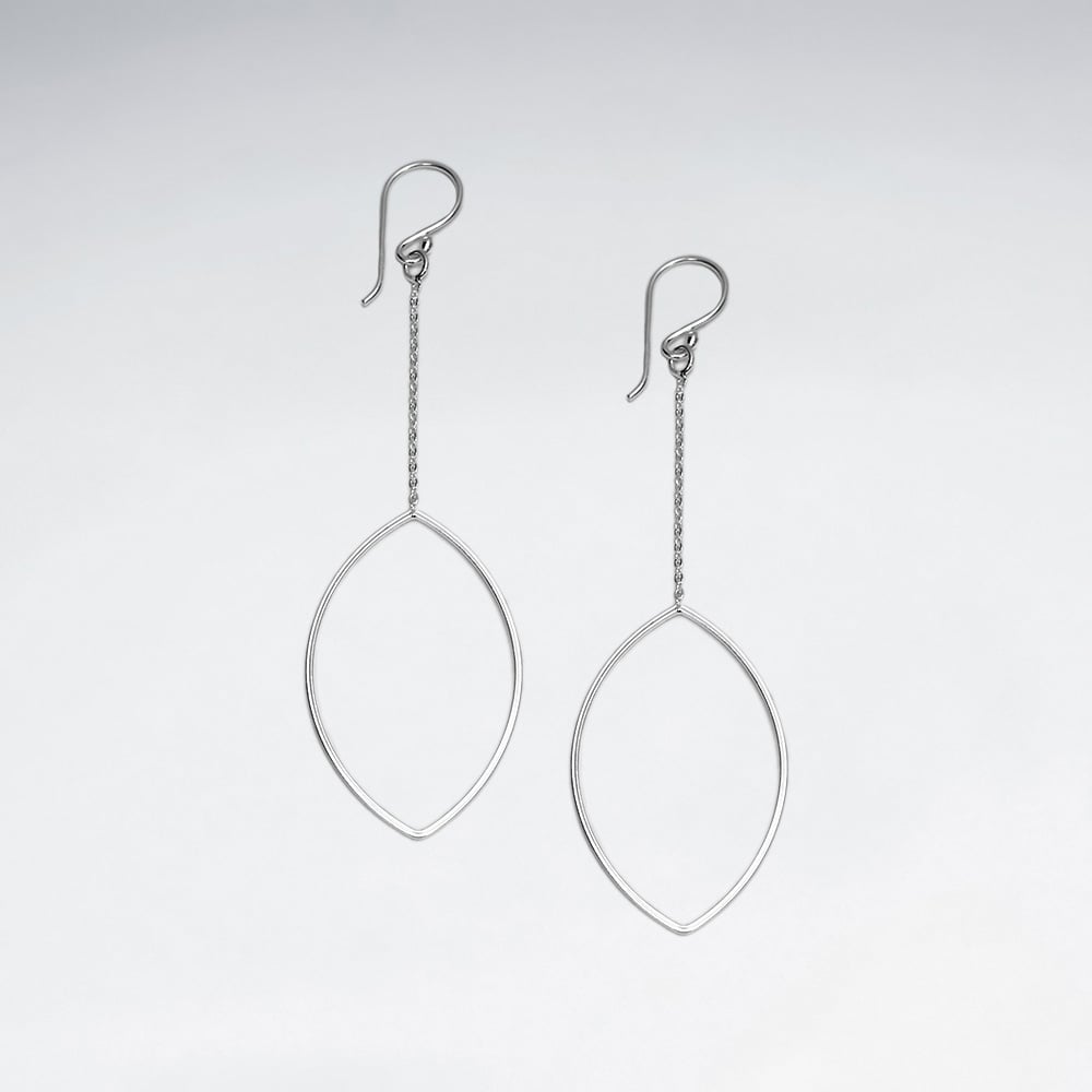 925 Sterling Silver Openwork Marquis Dangle Earrings