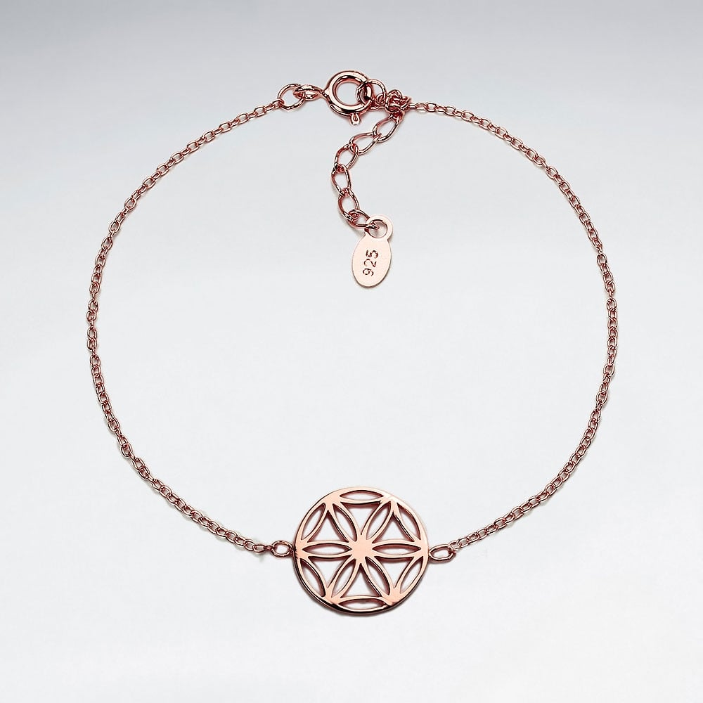 925 Silver Sand Dollar Inspired Openwork Bracelet