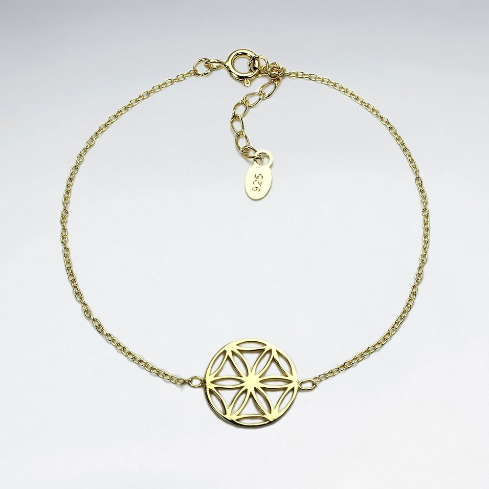 925 Silver Sand Dollar Inspired Openwork Bracelet