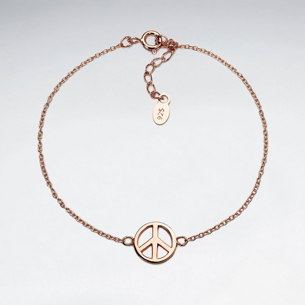 925 Silver Peace Sign Bracelet