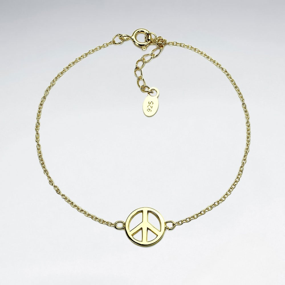925 Silver Peace Sign Bracelet