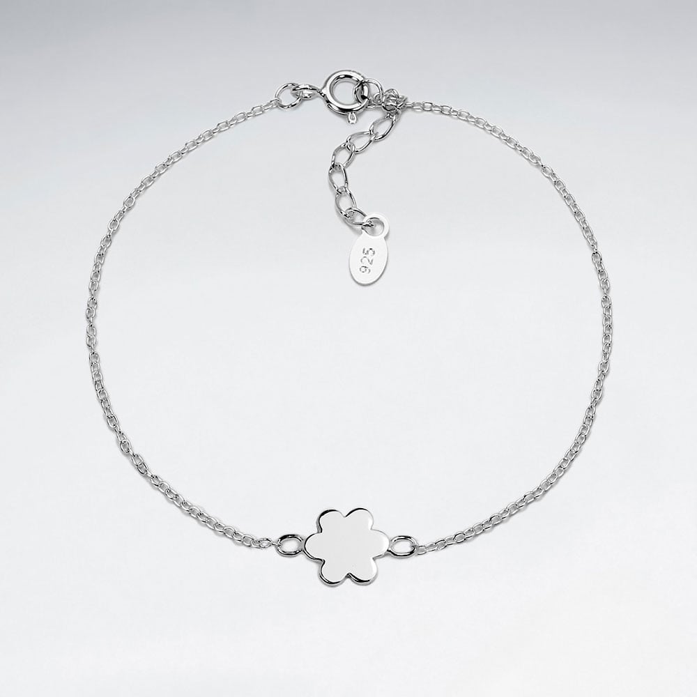925 Silver Flower Silhouette Bracelet