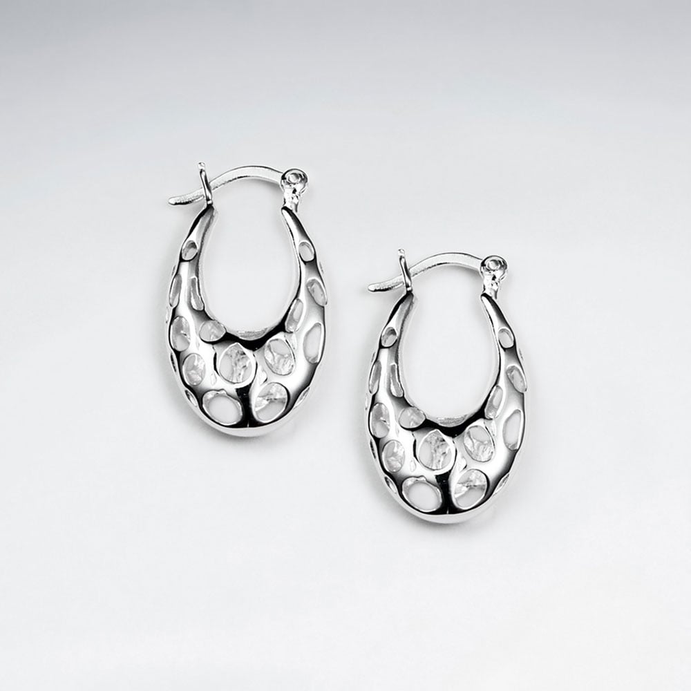 Charming Long U-Hoop Huggie Swirl Textured Earrings