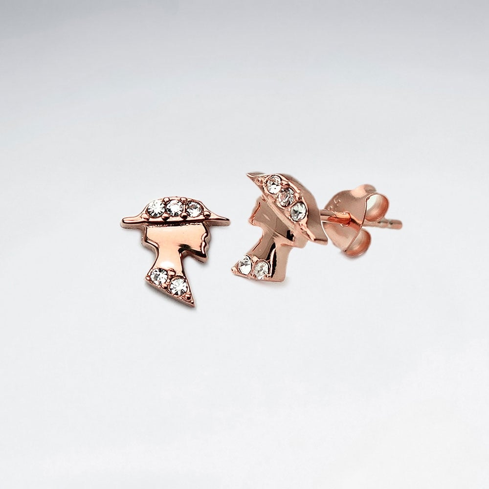 Sterling Silver Lady With Crystal Stud Earrings