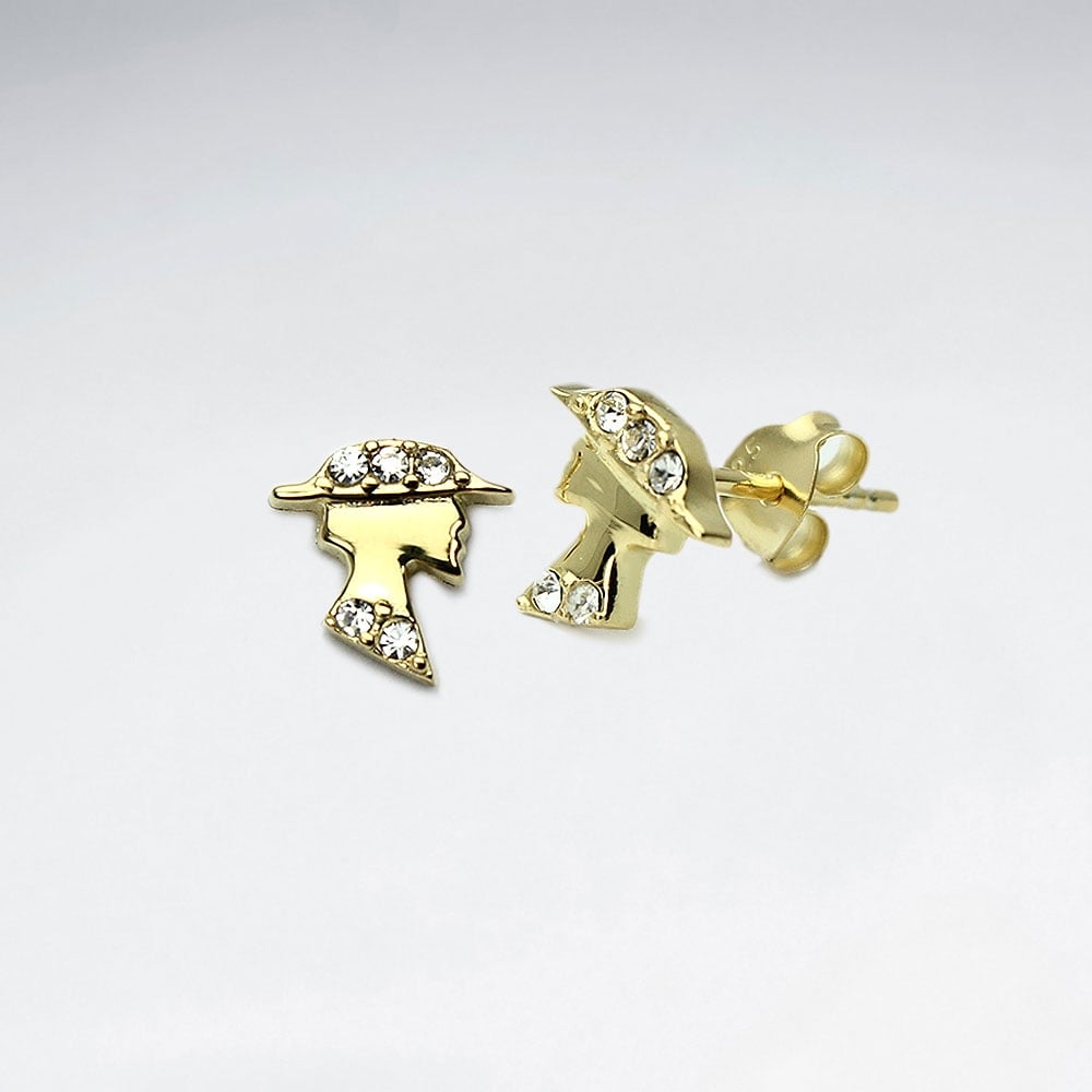 Sterling Silver Lady With Crystal Stud Earrings