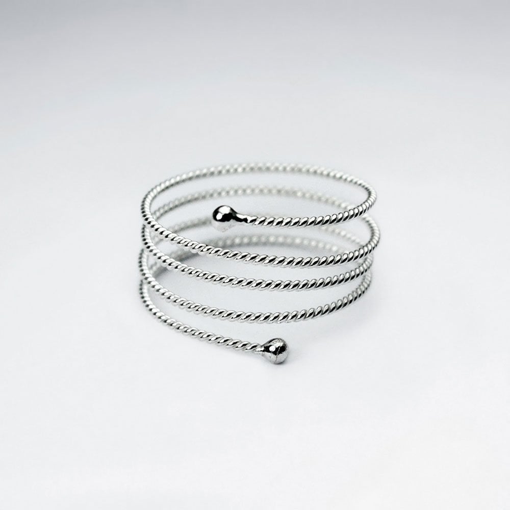 Skinny Coil Spring Sterling Silver Textured Ring Size L