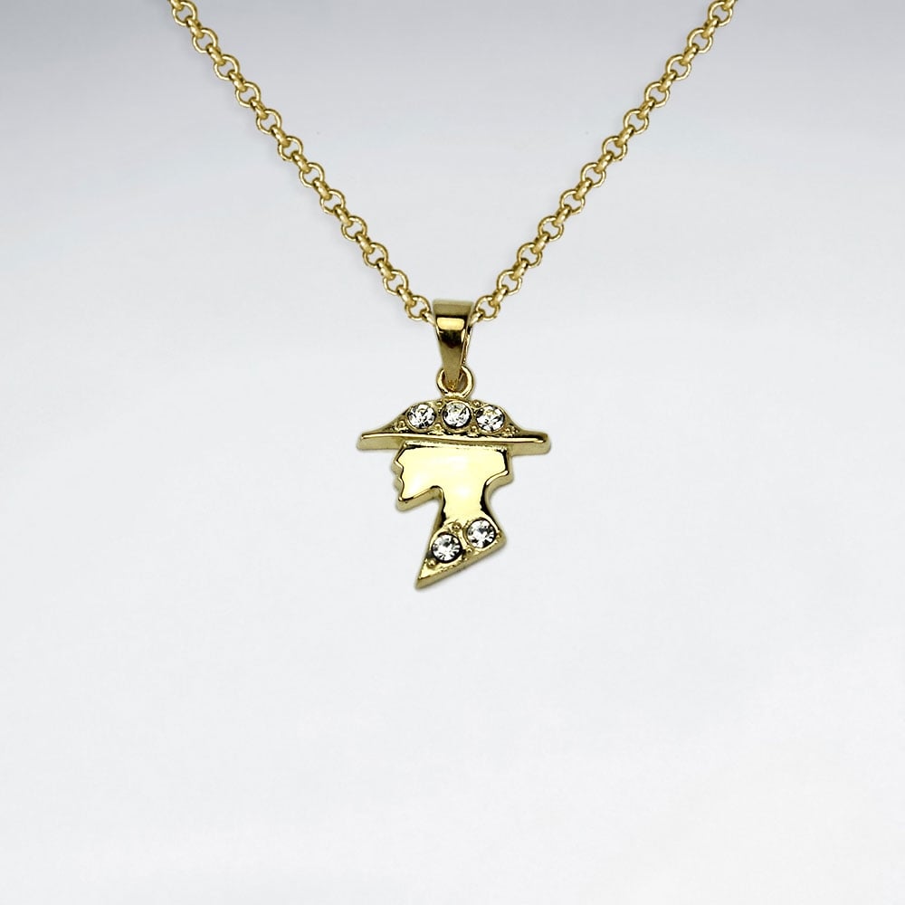 Sterling Silver Lady With Crystal Pendant