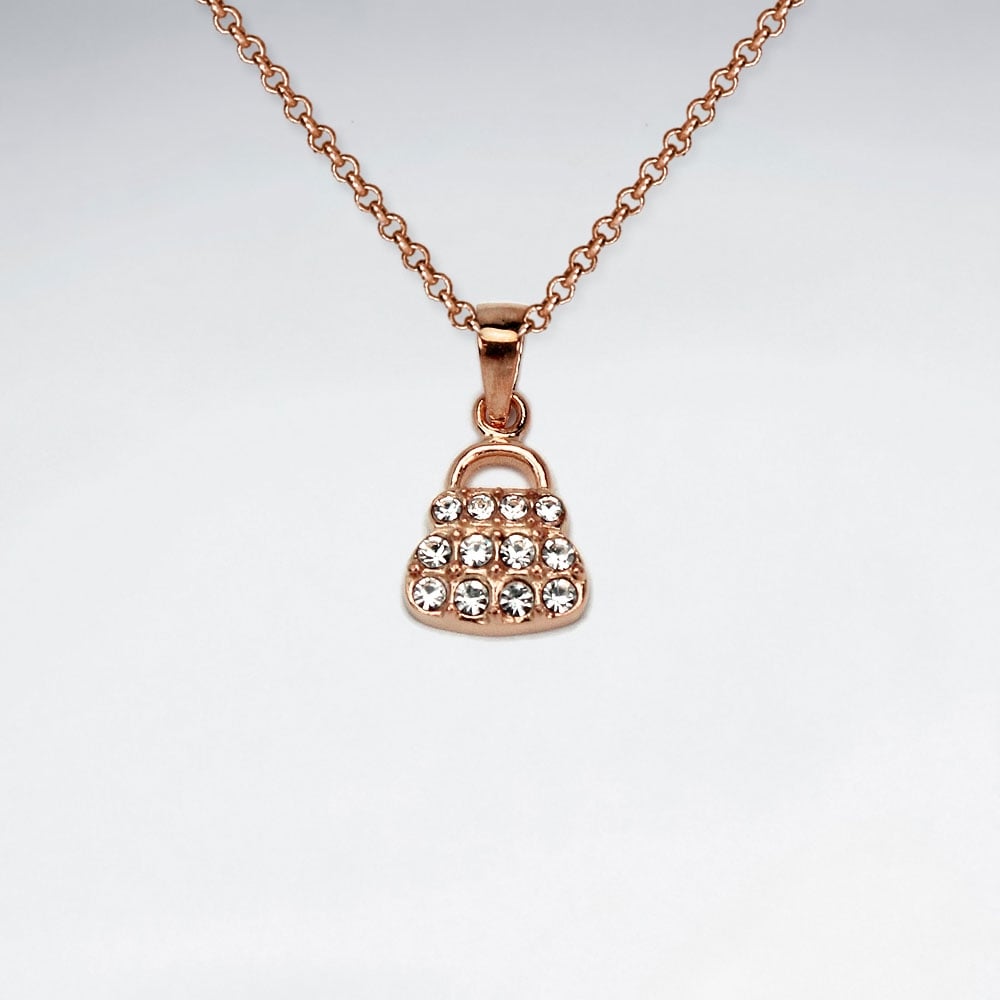 Sterling Silver Bag With Crystal Pendant