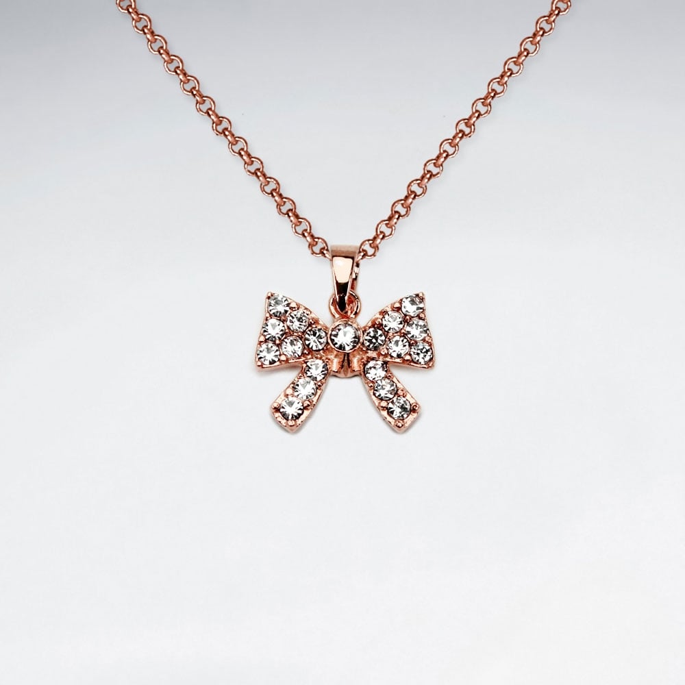 Sterling Silver Bow With Crystal Pendant