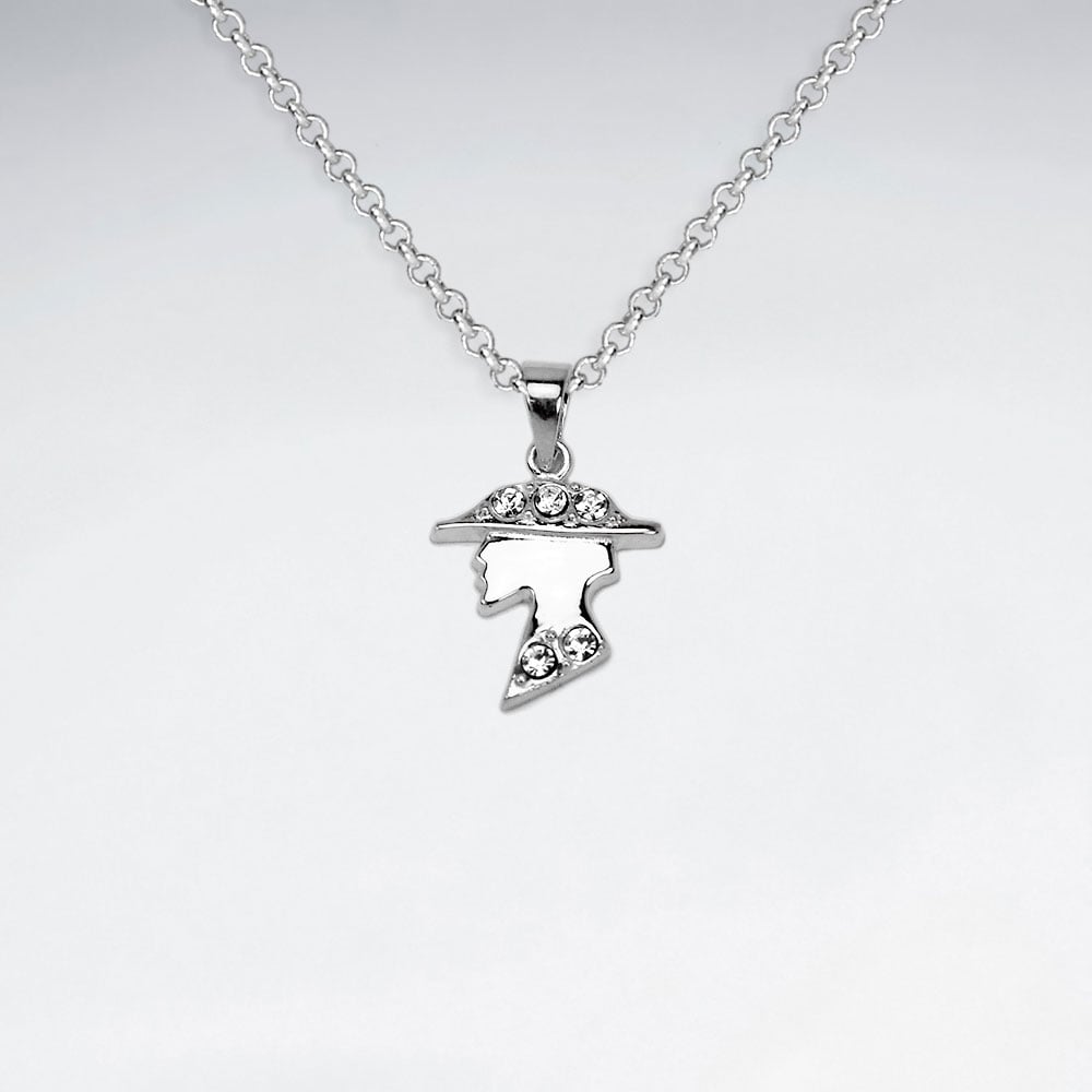Sterling Silver Lady With Crystal Pendant