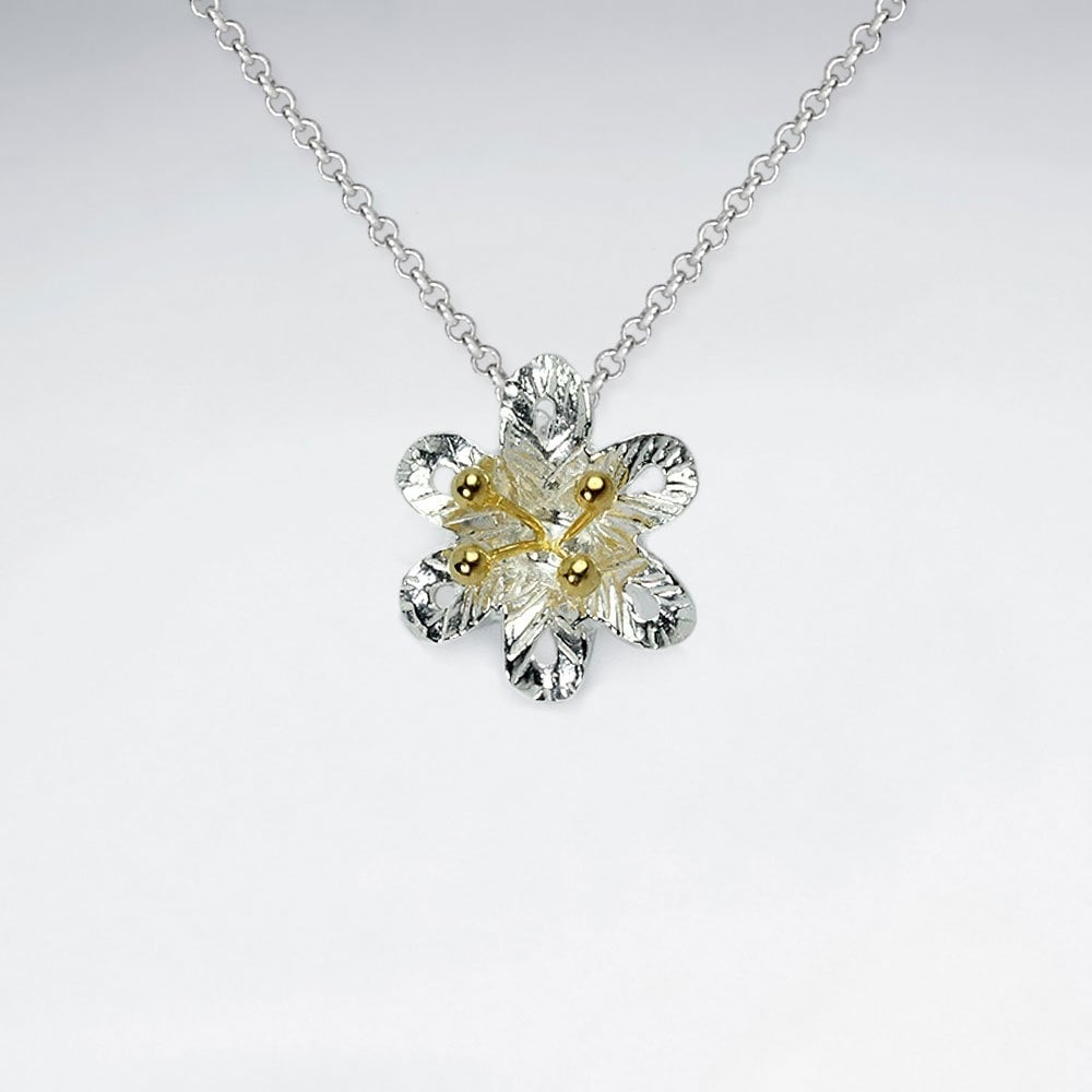 Sterling Silver Flower Blossom Pendant