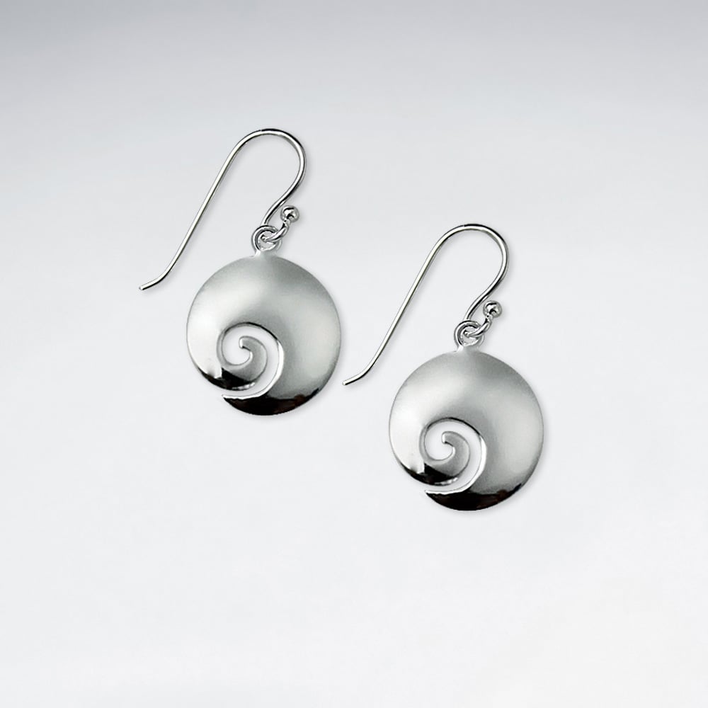 Sterling Silver Spiral Shell Dangle Earrings