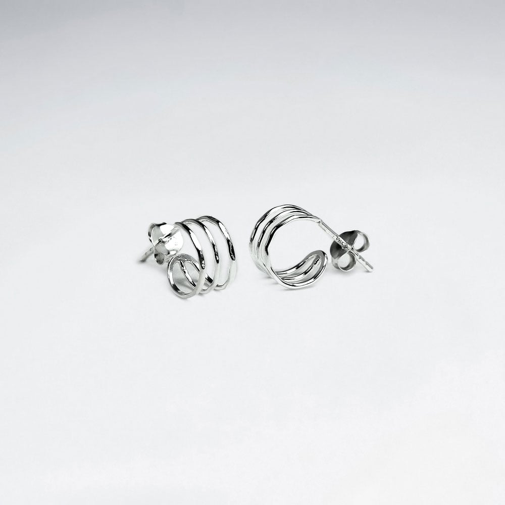 Dainty Tubular Silver Half Hoop Earrings