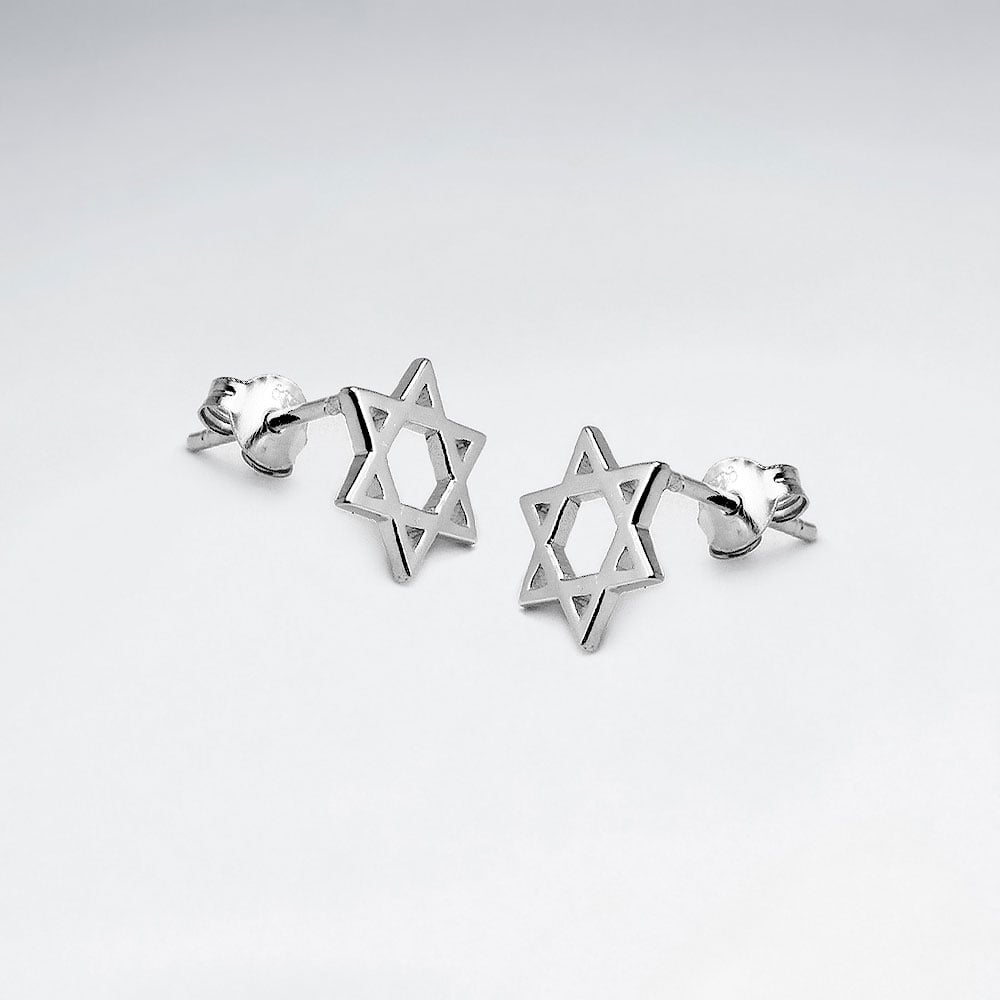 Sterling Silver Star of David Stud Earrings