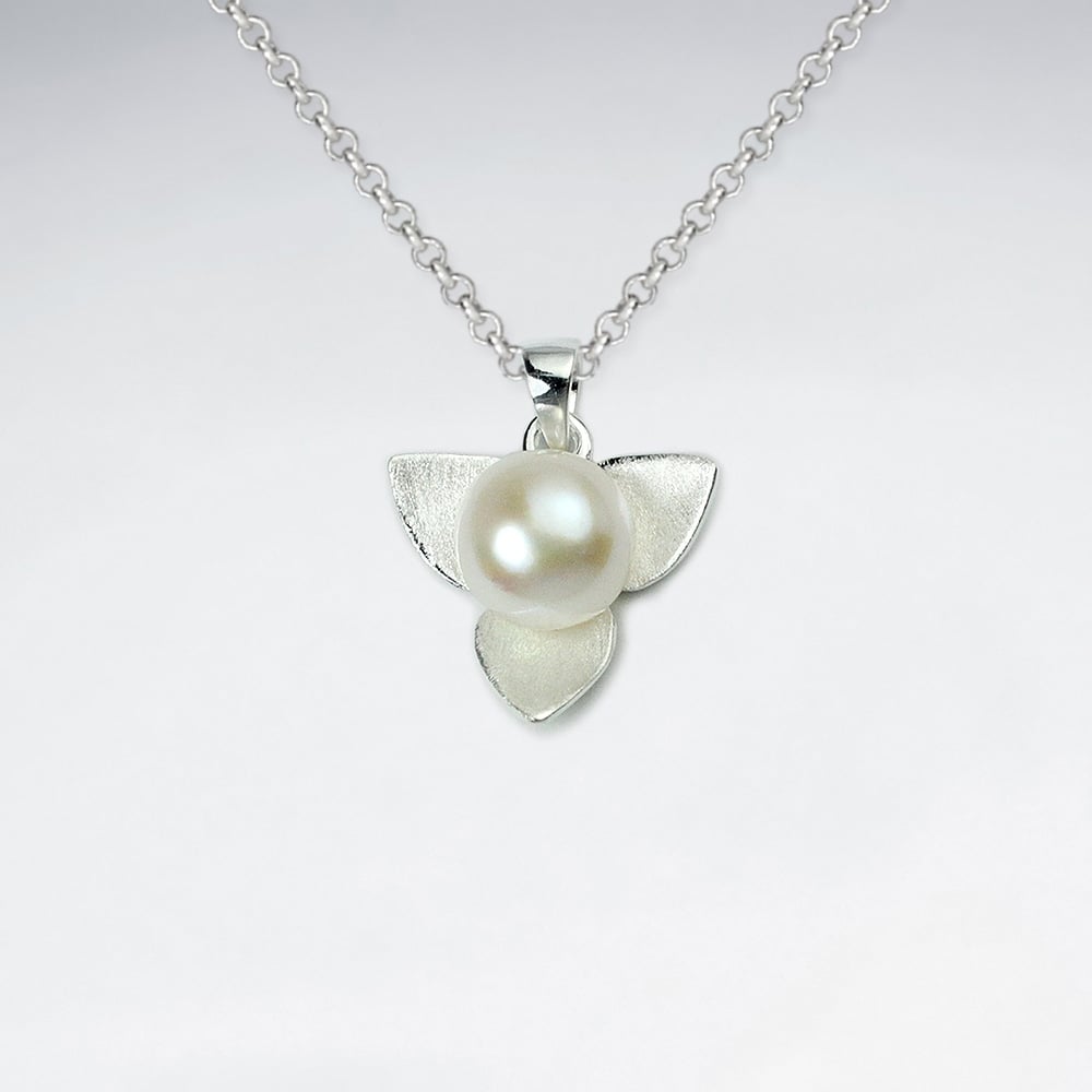 Sterling Silver Blooming Petals Pearl Pendant