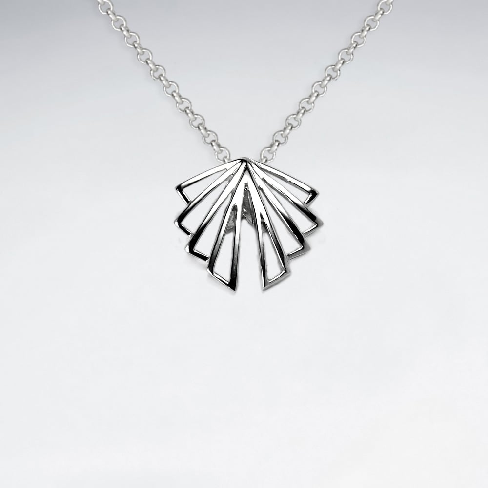 Sterling Silver Art Deco Openwork Fan Pendant