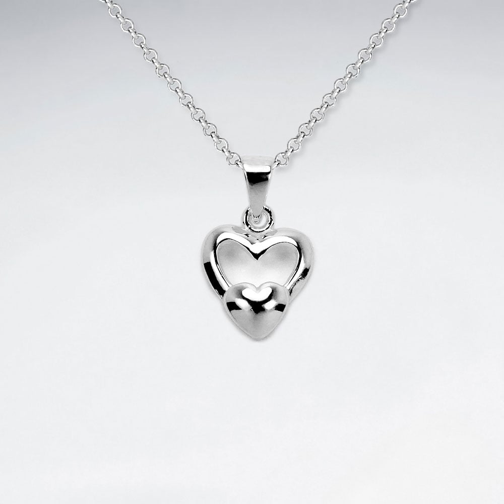 Sterling Silver Duel Hearts Pendant