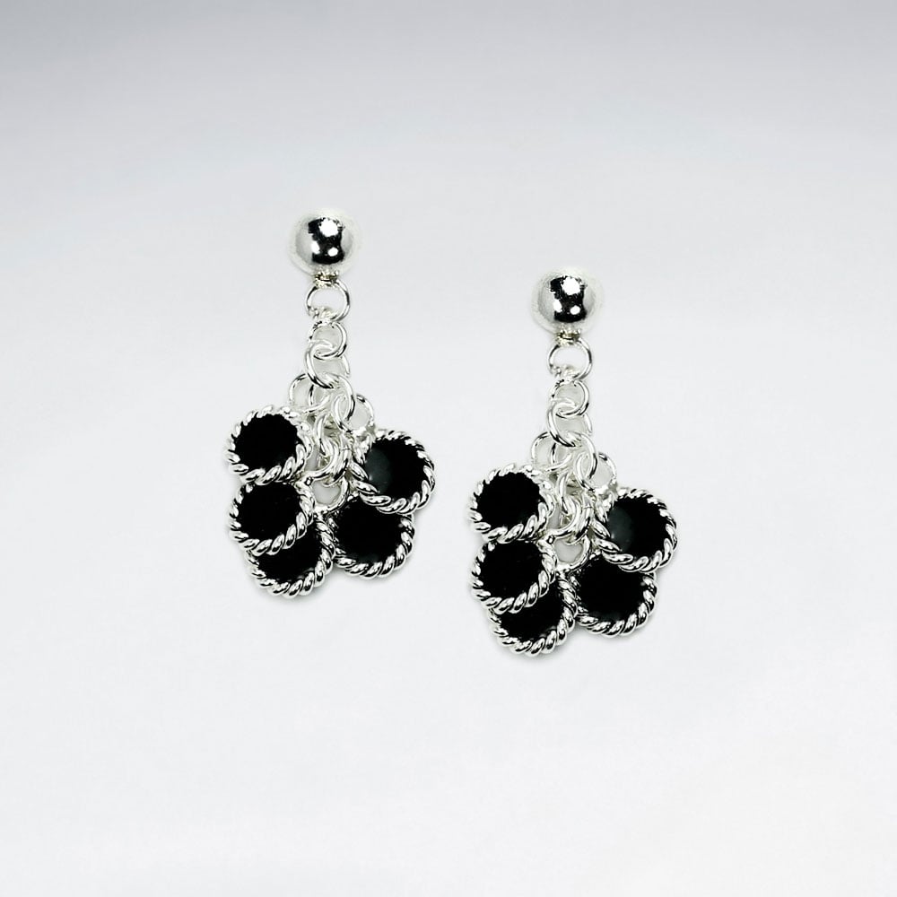 Multi Color Enamel Sterling Silver Cascade Dangle Earrings