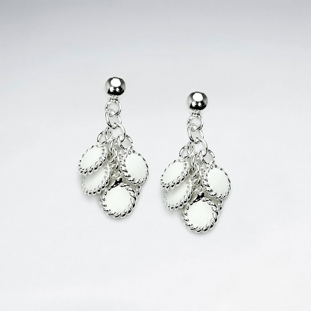 Multi Color Enamel Sterling Silver Cascade Dangle Earrings