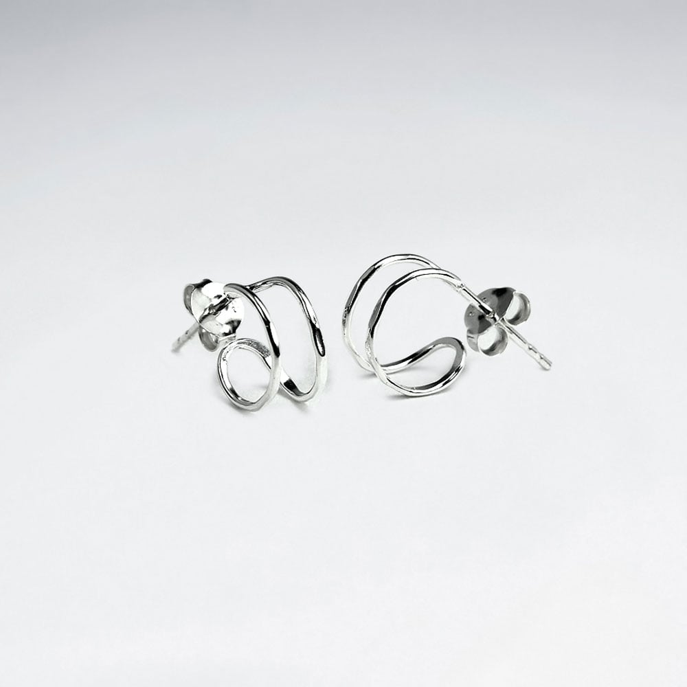 Exquisite Nights Sterling Silver Half Hoop Earrings