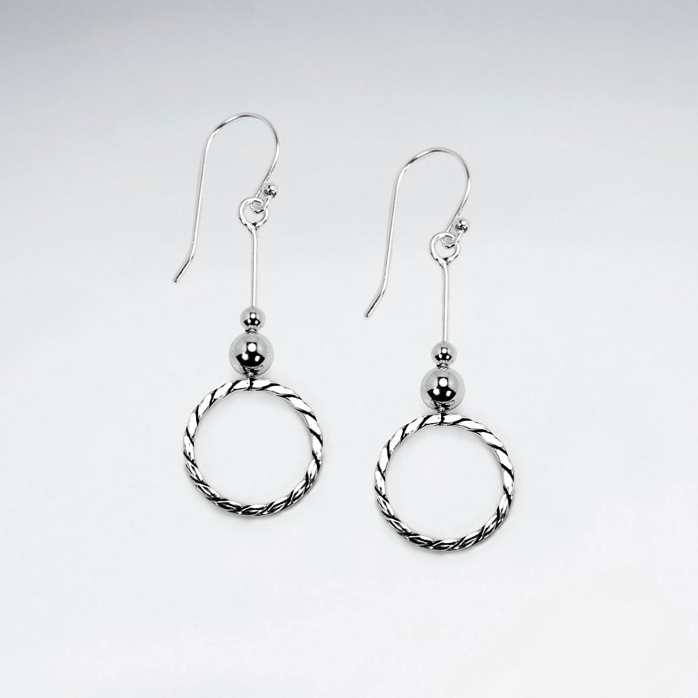 Oxidized Silver Open Circle Dangle Earrings