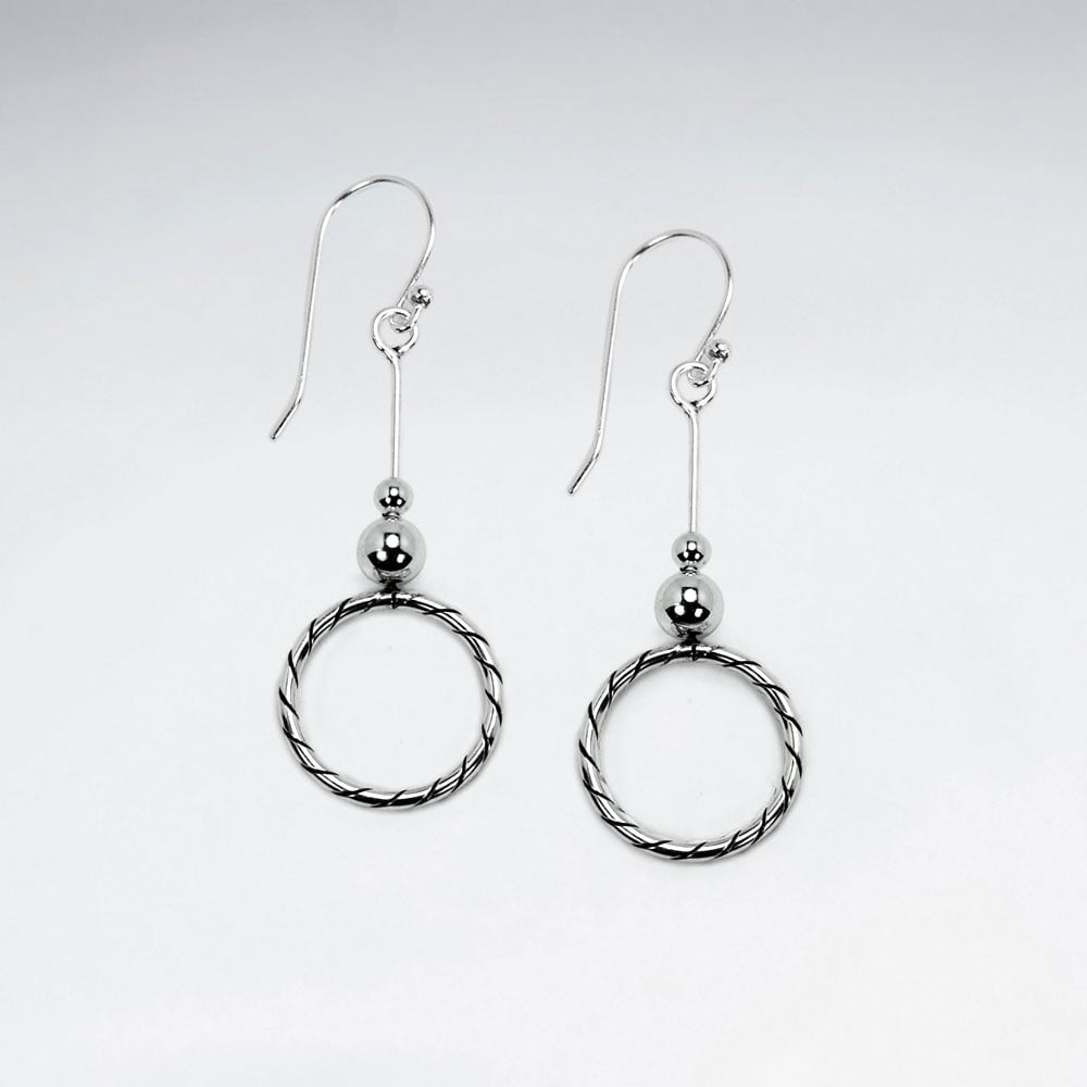 Oxidized Silver Textured Circle Silhouette Earrings