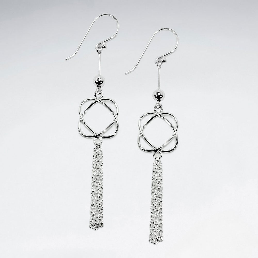 Sterling Silver Openwork Chain Fringe Dangle Earrings