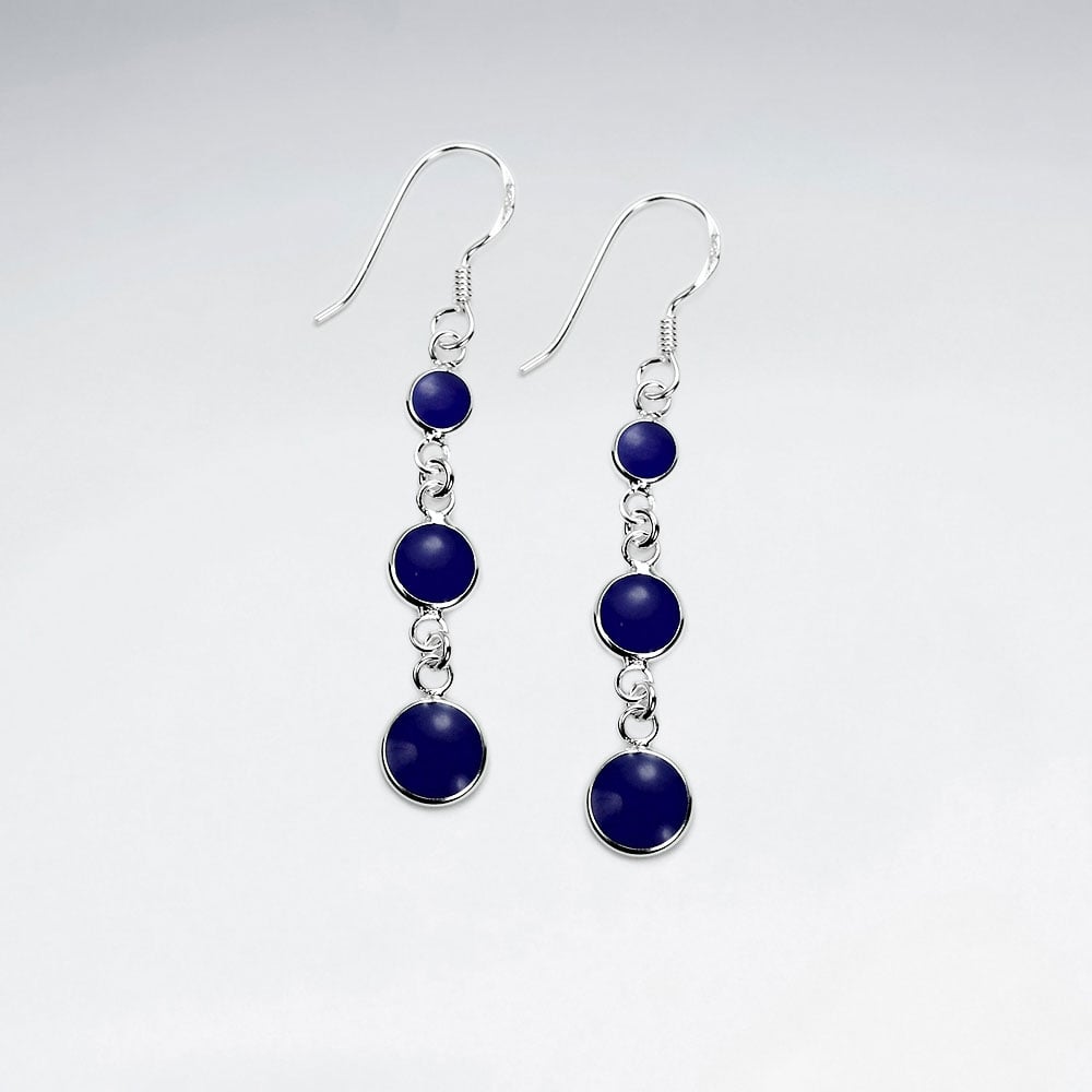 Enamel Gradual Cascade Silver Dangle Earrings