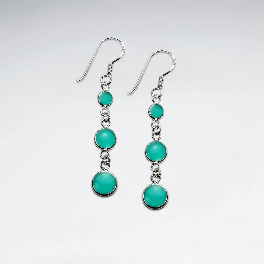 Enamel Gradual Cascade Silver Dangle Earrings
