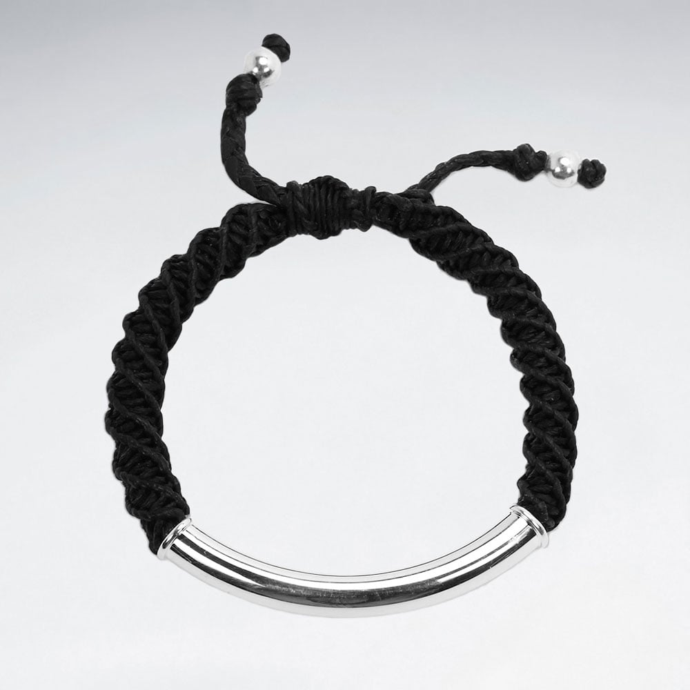 925 Sterling Silver Tube Macrame Bracelet