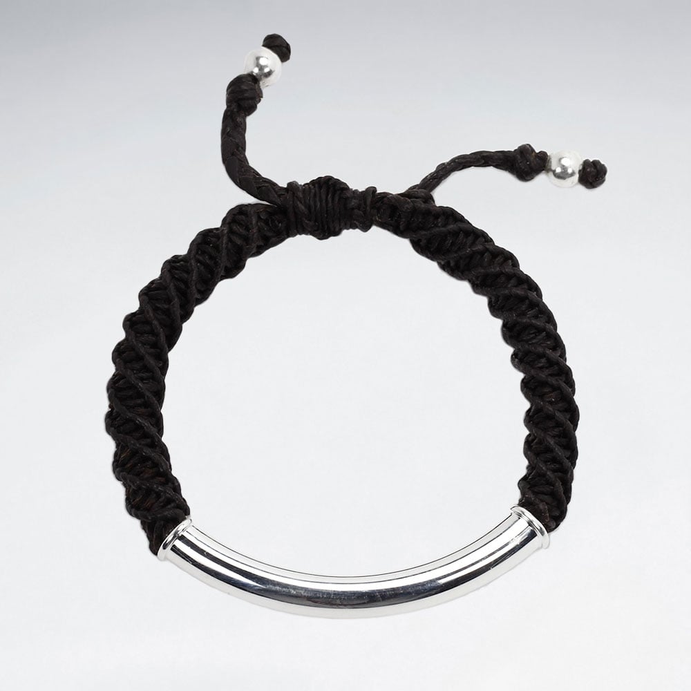 925 Sterling Silver Tube Macrame Bracelet