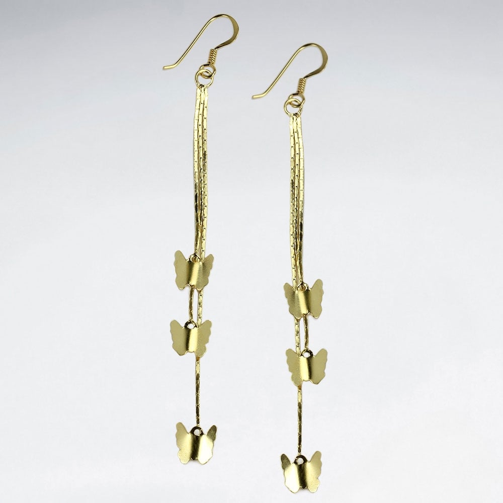 Delicate Butterfly Symphony Cascade Silver Silhouette Earrings