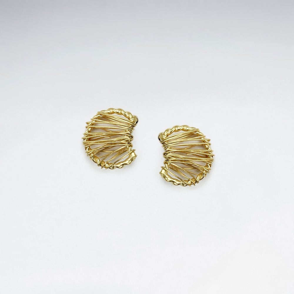 Sterling Silver Half Fan Wirework Stud Earrings