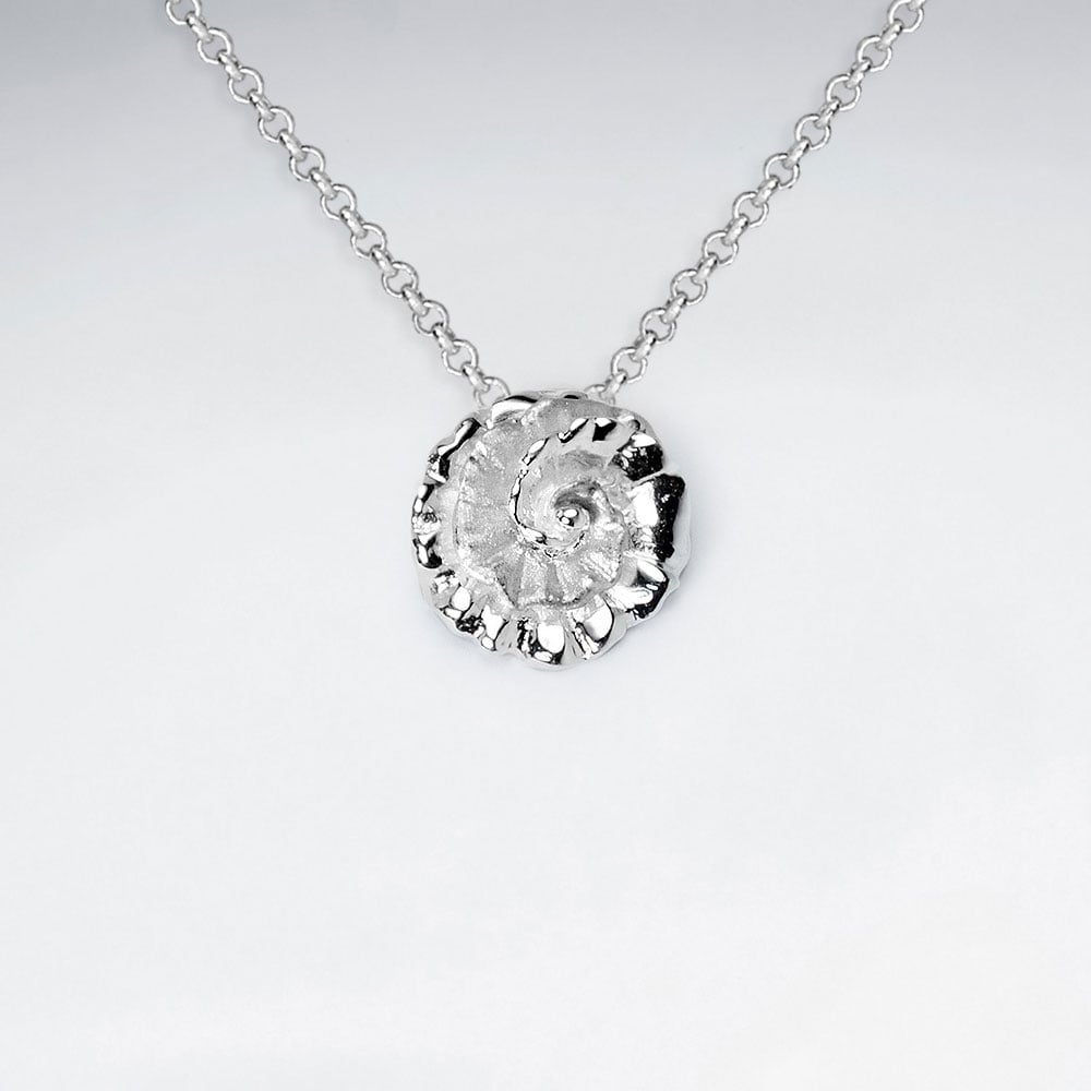 Sterling Silver Swirls Flower Pendant in Matte & High Polish