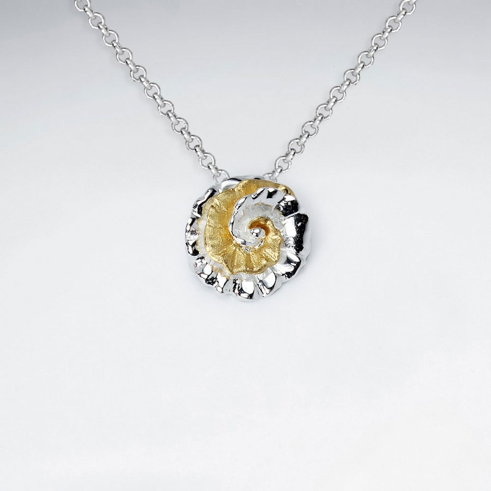 Sterling Silver Swirls Flower Pendant in Matte & High Polish
