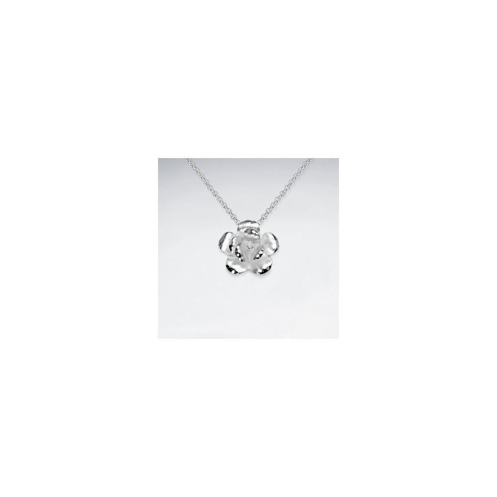 Handmade Matte Silver High Polished Flower Pendant