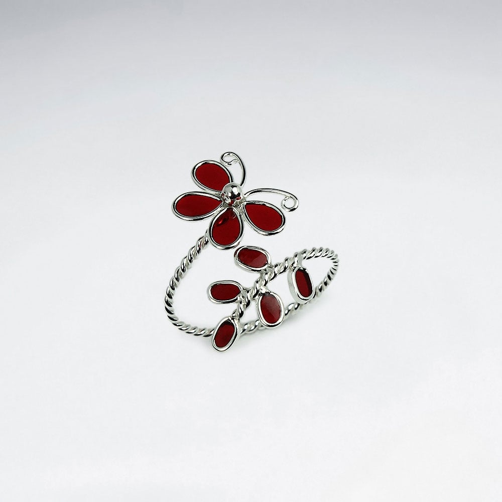 Sterling Silver Butterfly Enamel Wrap Ring