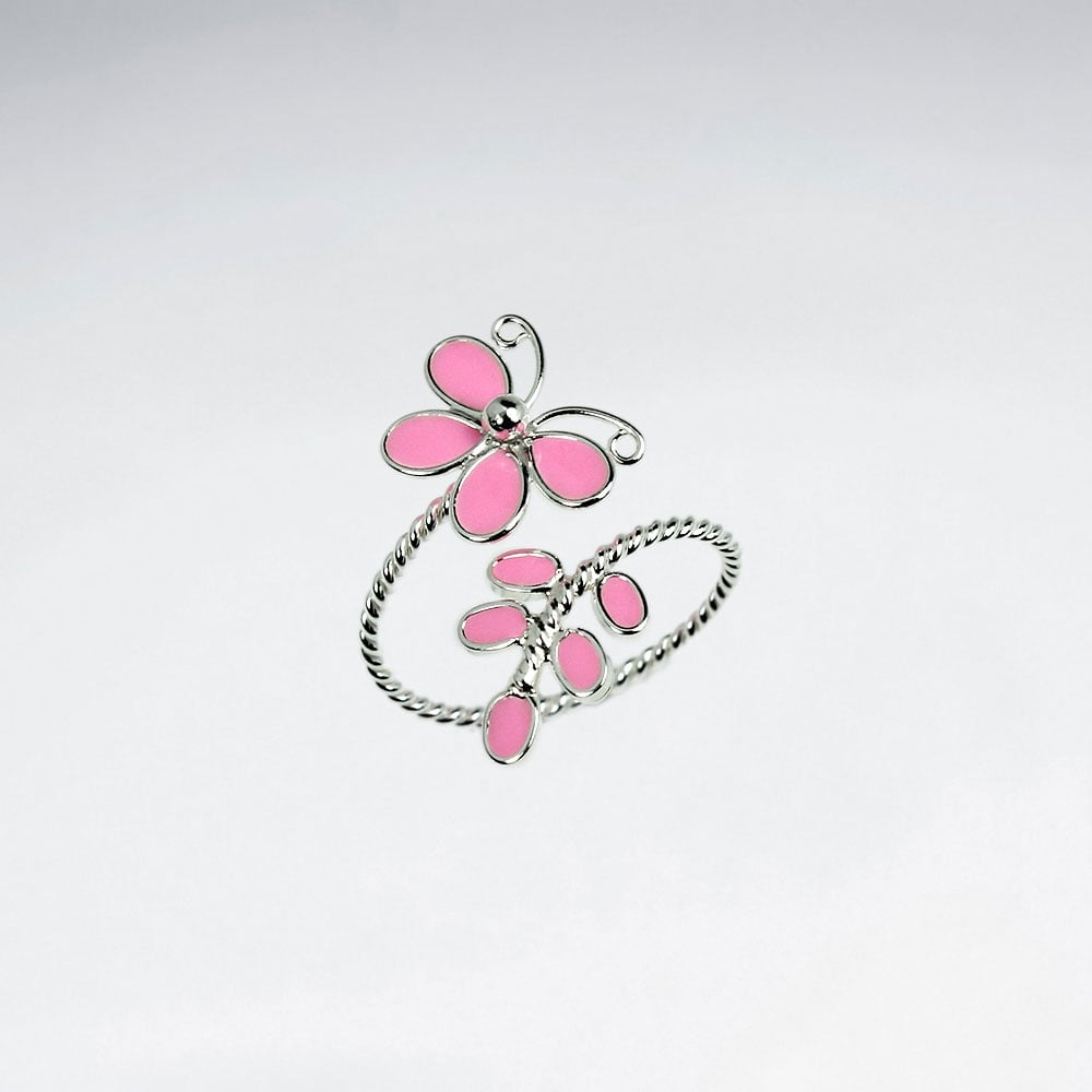 Sterling Silver Butterfly Enamel Wrap Ring