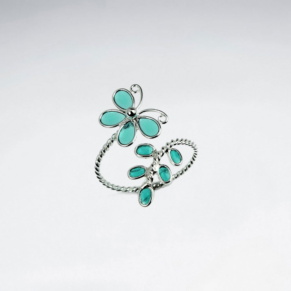 Sterling Silver Butterfly Enamel Wrap Ring