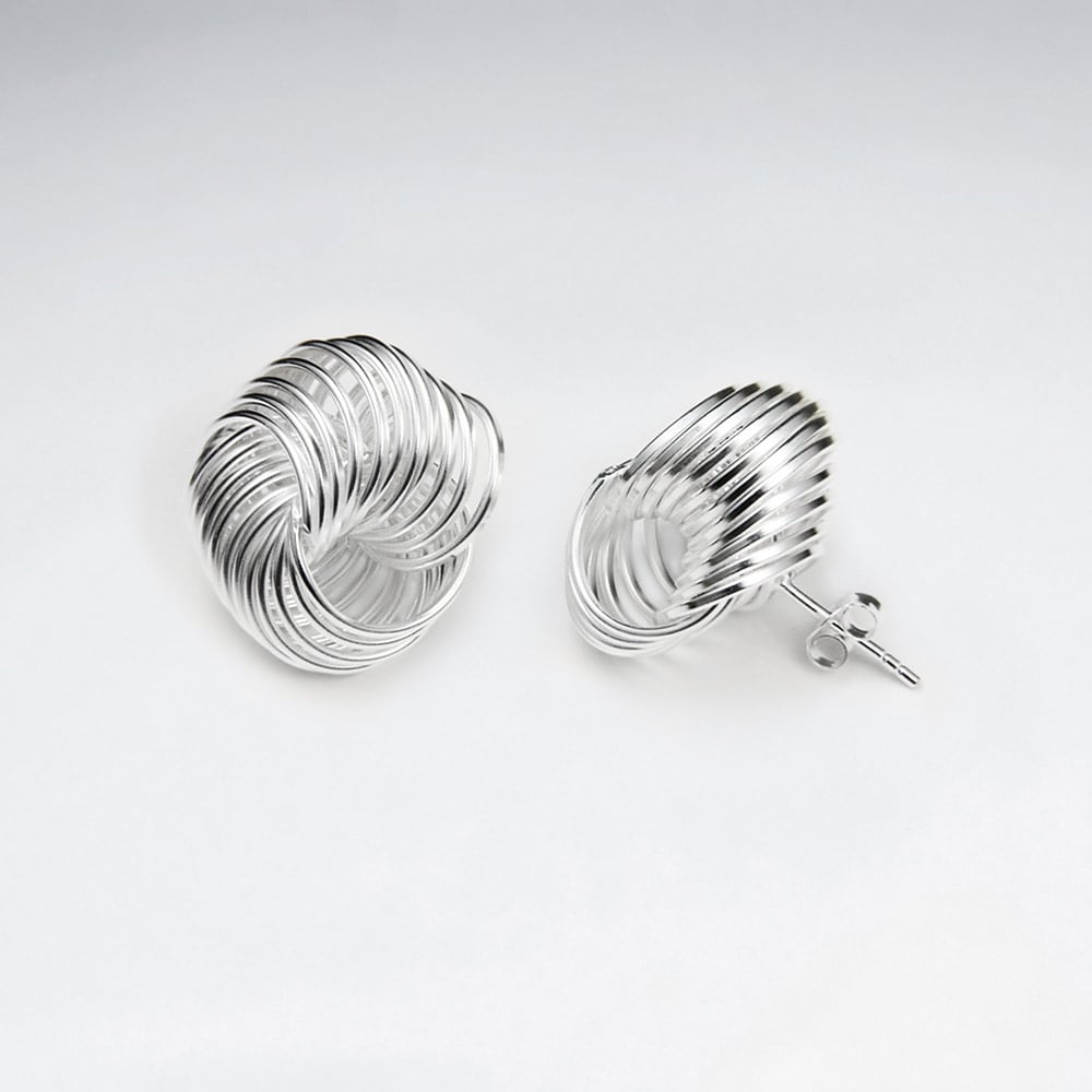 Elegant Silver Knot Stud Earrings
