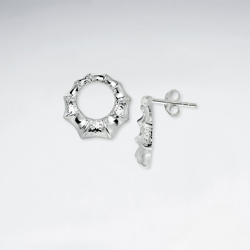 Polished Silver Wreath Stud Earrings