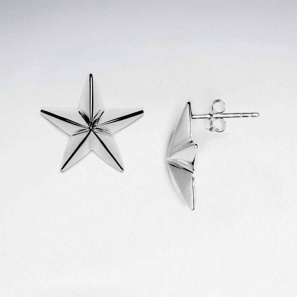 Whimsical Sterling Silver Star Stud Earrings