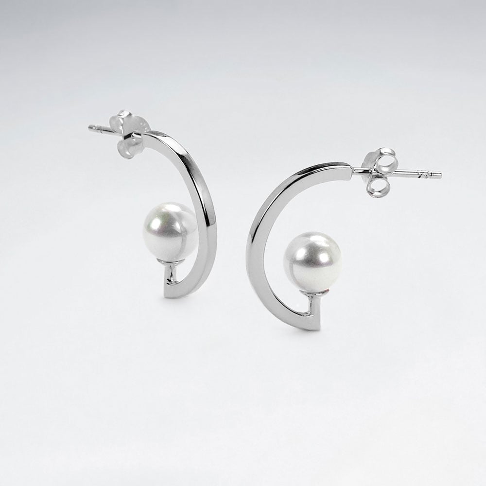 Deity Pearl & Silver Stud Earrings